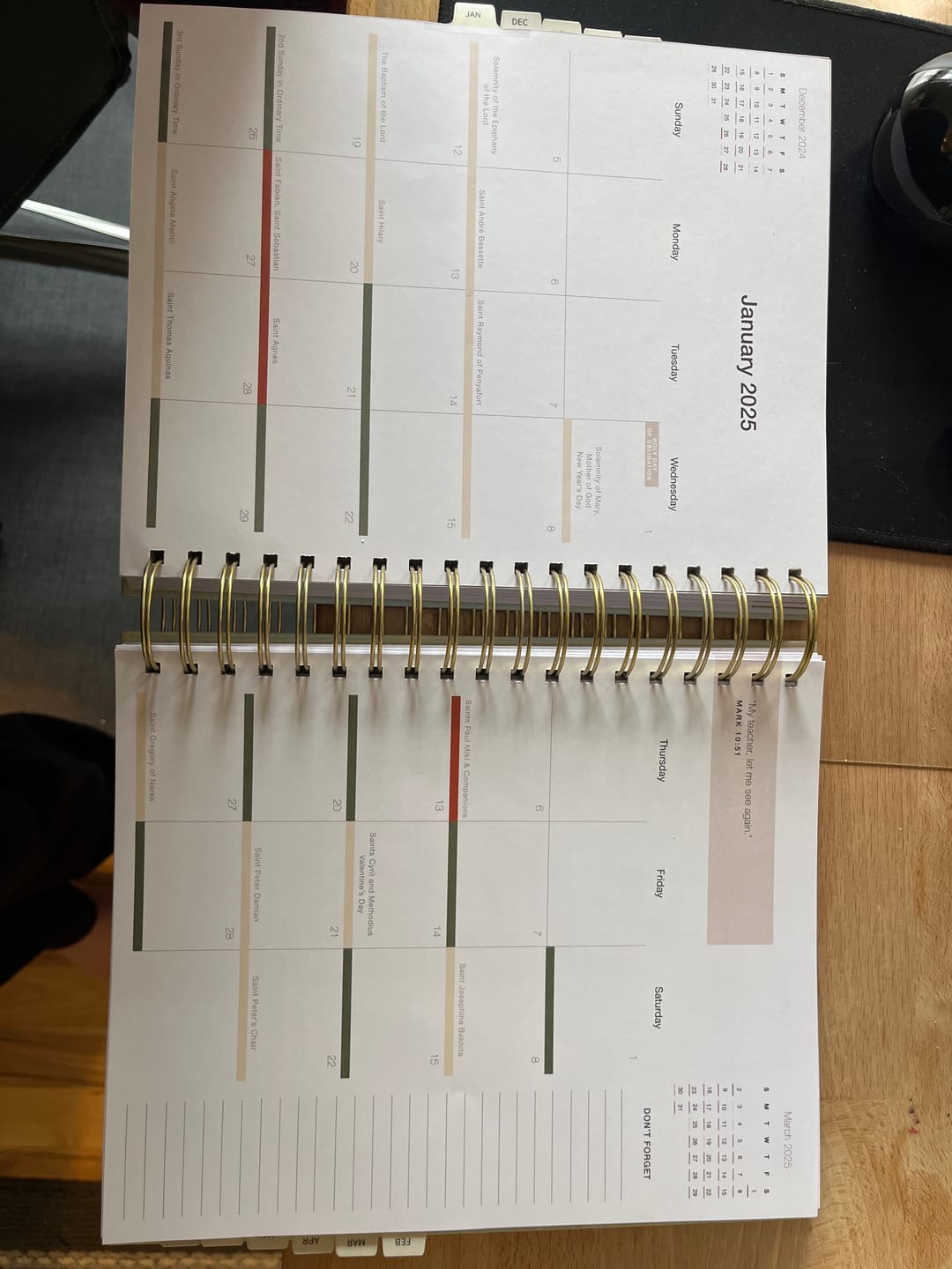 Customer photo review of 2025 Calendar Year Catholic Liturgical Planner // Big Layout