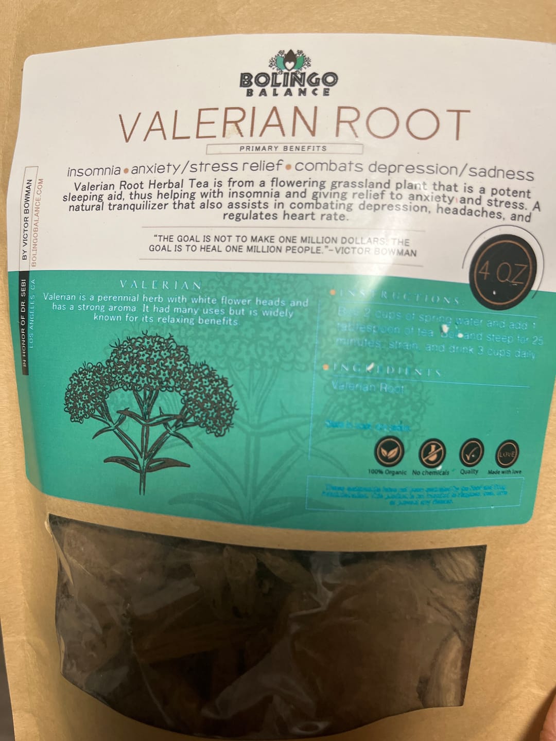 Customer photo review of VALERIAN ROOT HERBAL TEA