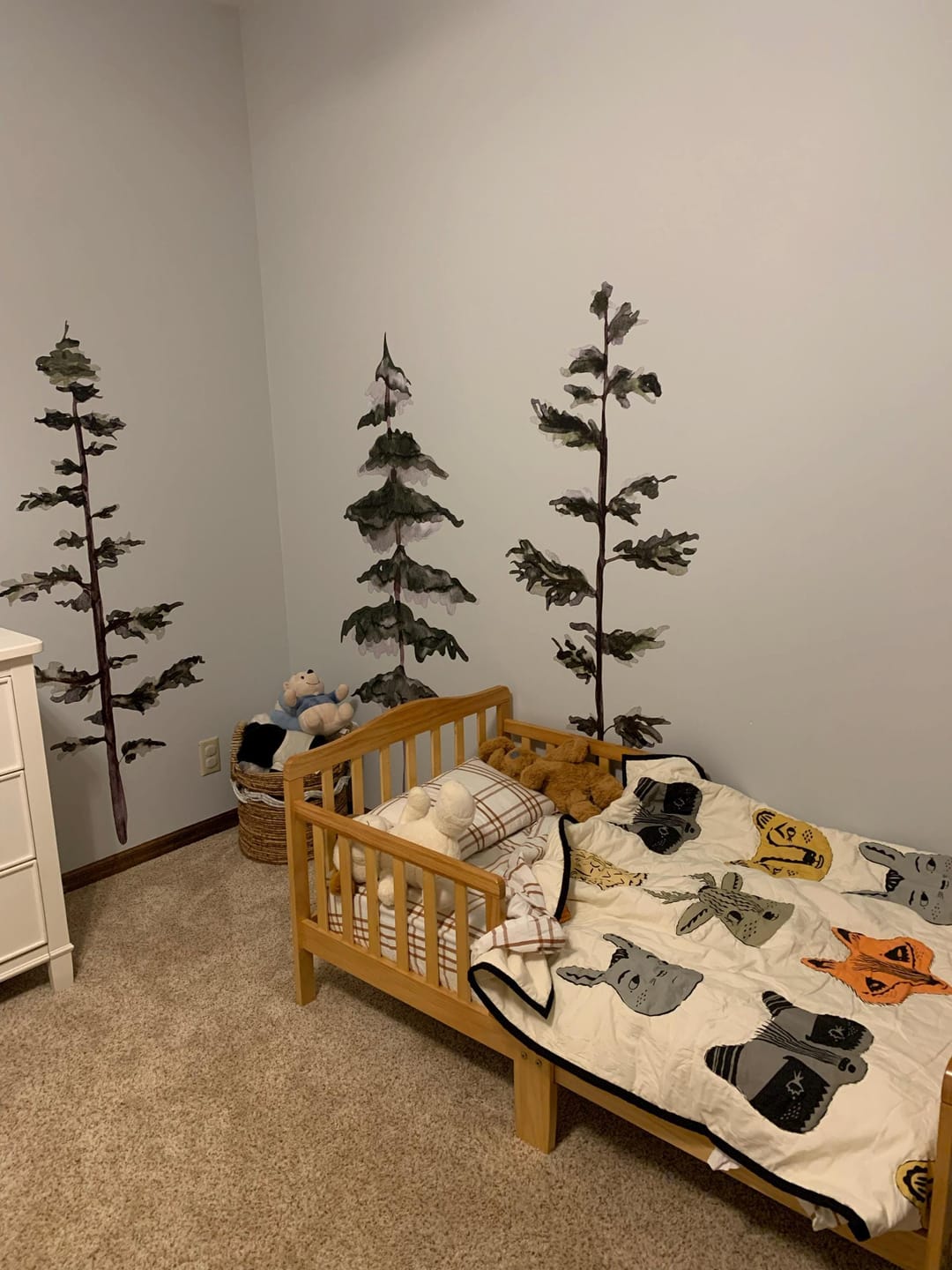 Customer photo review of Large Watercolor Pine Tree Removable Wall Decal