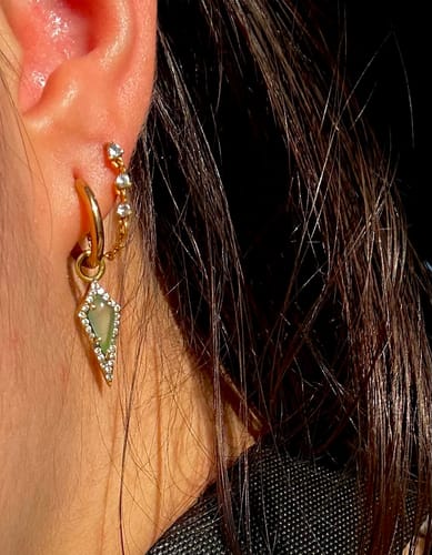 Customer photo review of AURA Mini Aqua Chalcedony Pavé Kite Charm (Limited Edition)