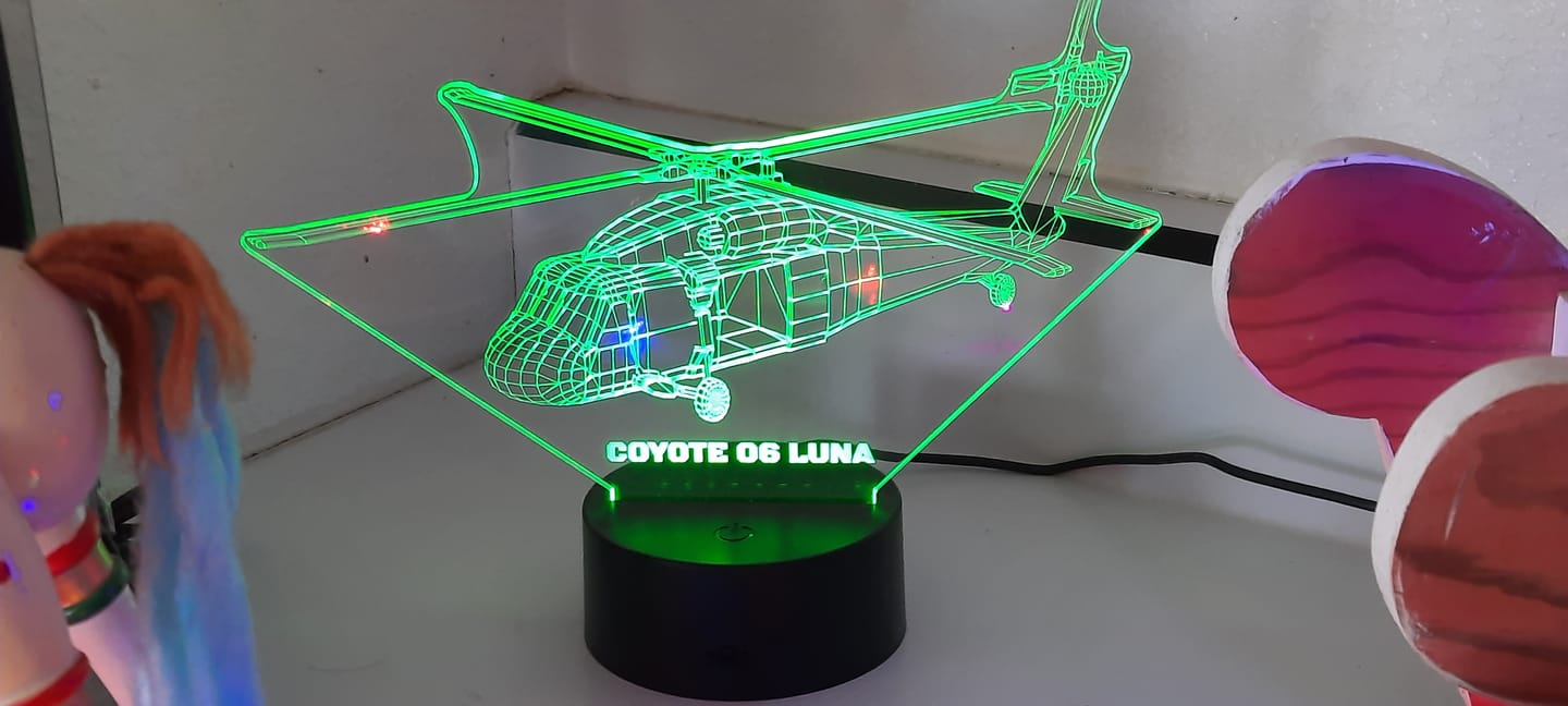 Customer photo review of UH-60 Blackhawk Helicopter - 3D Optical Illusion Lamp
