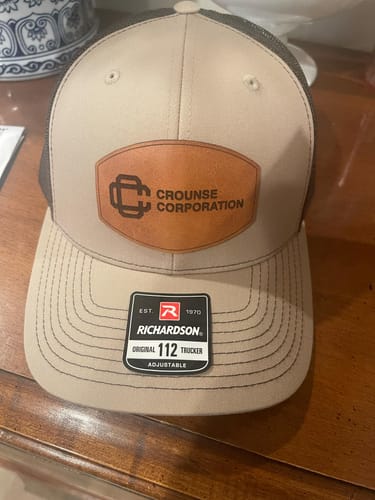Customer photo review of Custom Leather Patch Trucker Hat - Richardson 112