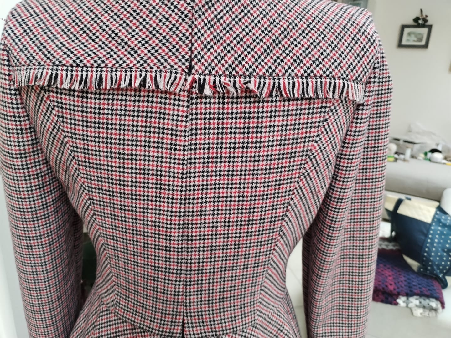 Customer photo review of Red Dogtooth Check Wool Blend Fabric