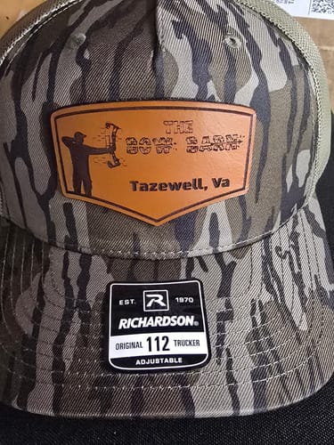 Customer photo review of Custom Leather Patch Hats Richardson CAMO Laser Engraved