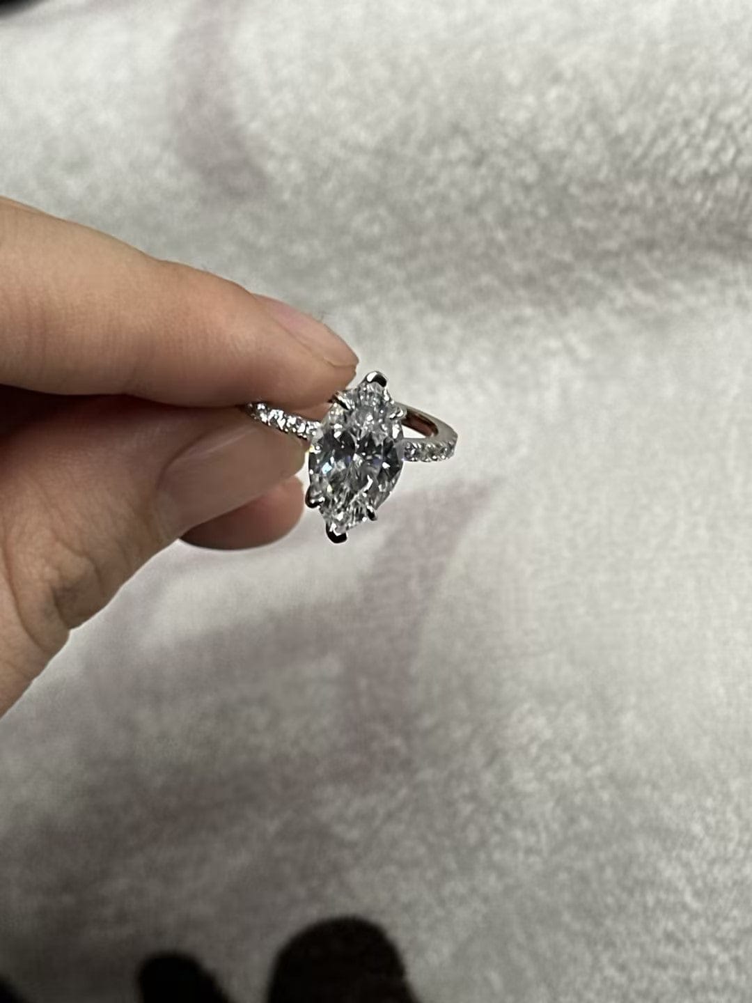 Customer photo review of 4.0Ct Marquise Cut Half Eternity Engagement Ring In Sterling Silver