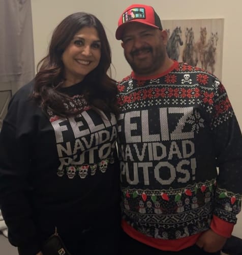 Customer photo review of Premium Fleece-lined FELIZguy NAVIDAD PUTOS Sweatshirt