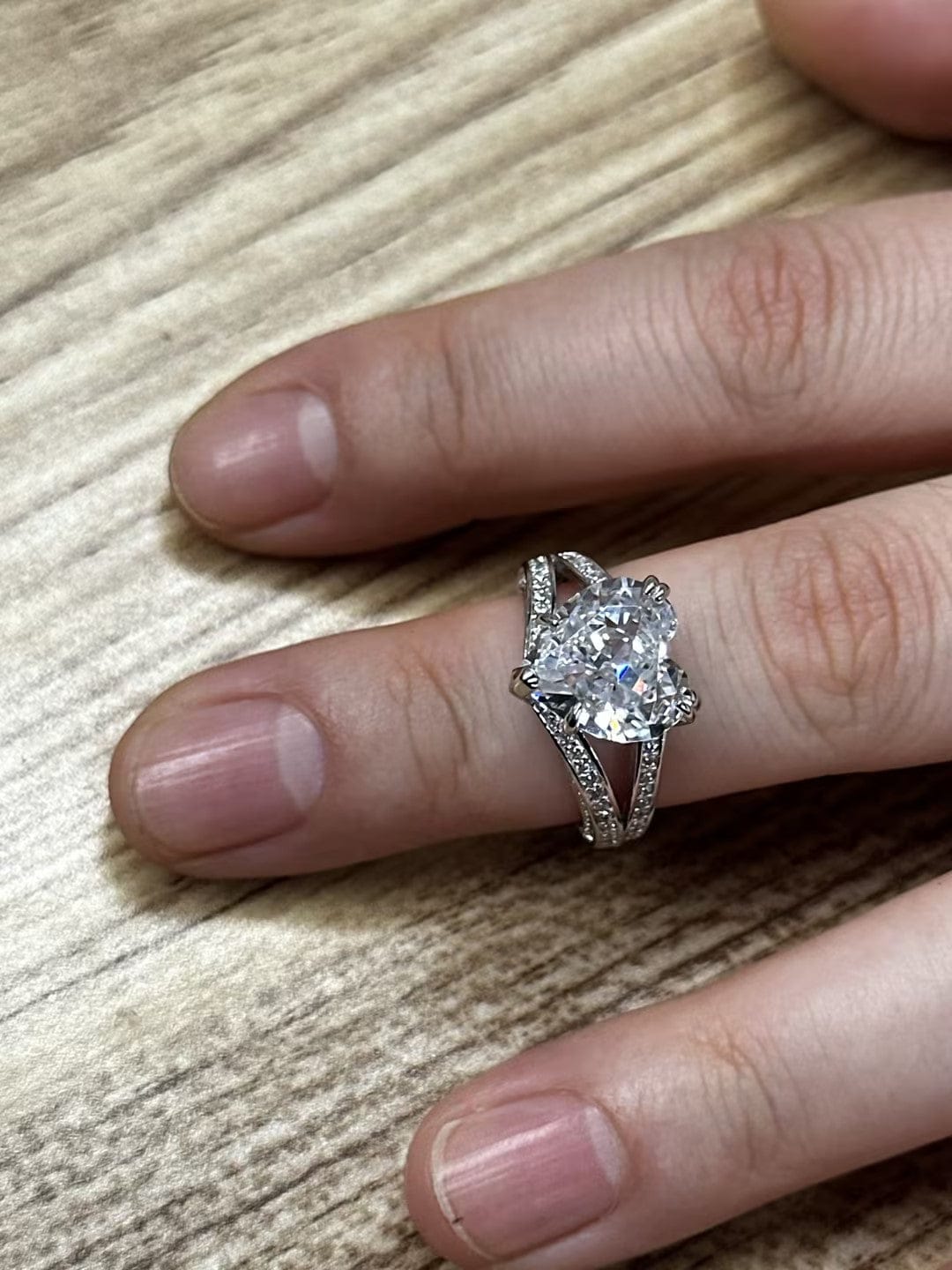Customer photo review of Louily Exquisite 5.0 Carat Heart Cut Engagement Ring In Sterling Silver
