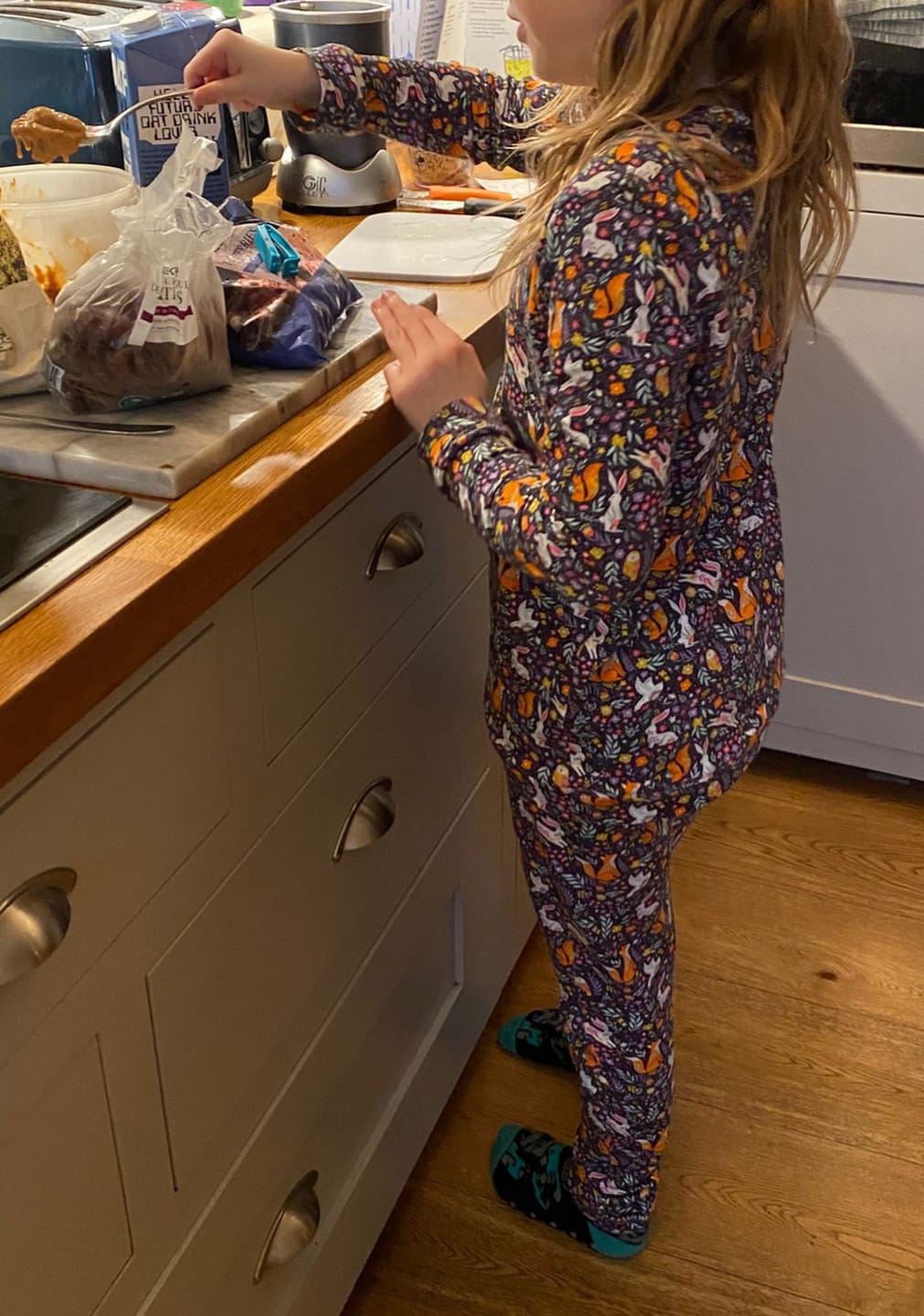 Customer photo review of Forest Animals on Deep Purple French Terry Fabric