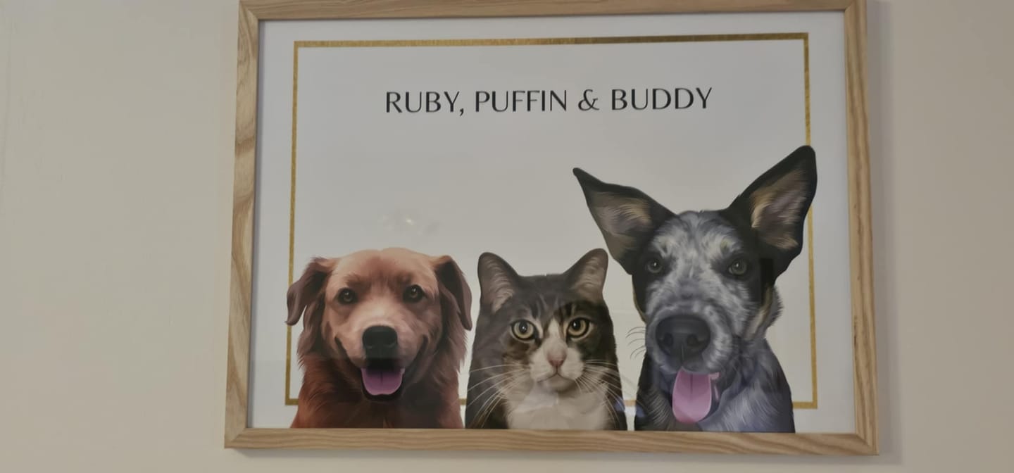 Customer photo review of Three-Pet Portrait