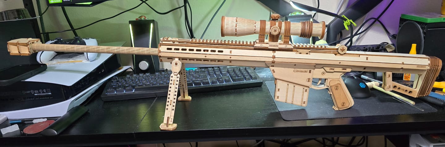 Customer photo review of Rokrgeek Barrett M82A1 3D Wooden Model