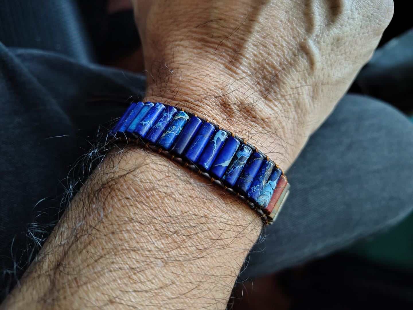 Customer photo review of Men's Warrior Jasper Bracelet