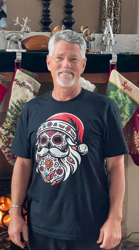 Customer photo review of Santa Mexico Calavera Christmas Unisex T-Shirt