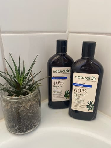 Customer photo review of Set Shampoo + Acondicionador Anticaspa con Aloe & Tea Tree 350ml