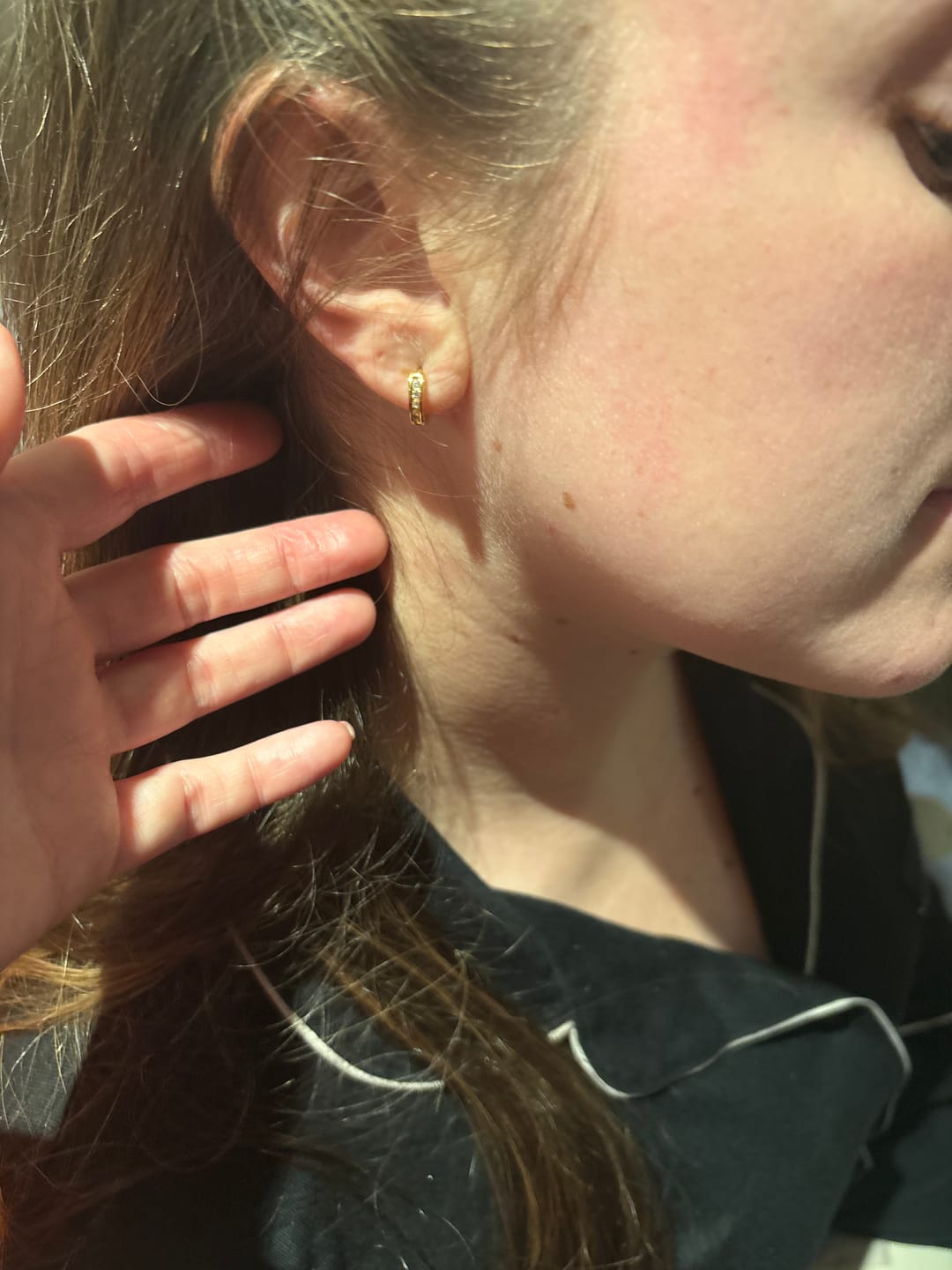Customer photo review of Small Bold Hoops in Gold