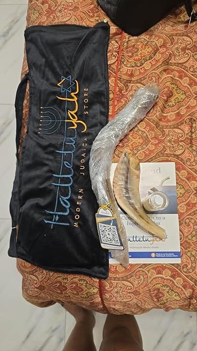 Customer photo review of Half Polished Kudu Shofar Plus Ram Horn, Guide & Brush