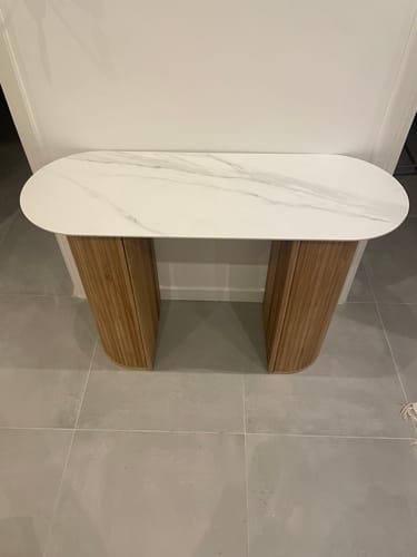 Customer photo review of PIREUS - Console en bois et plateau effet marbre