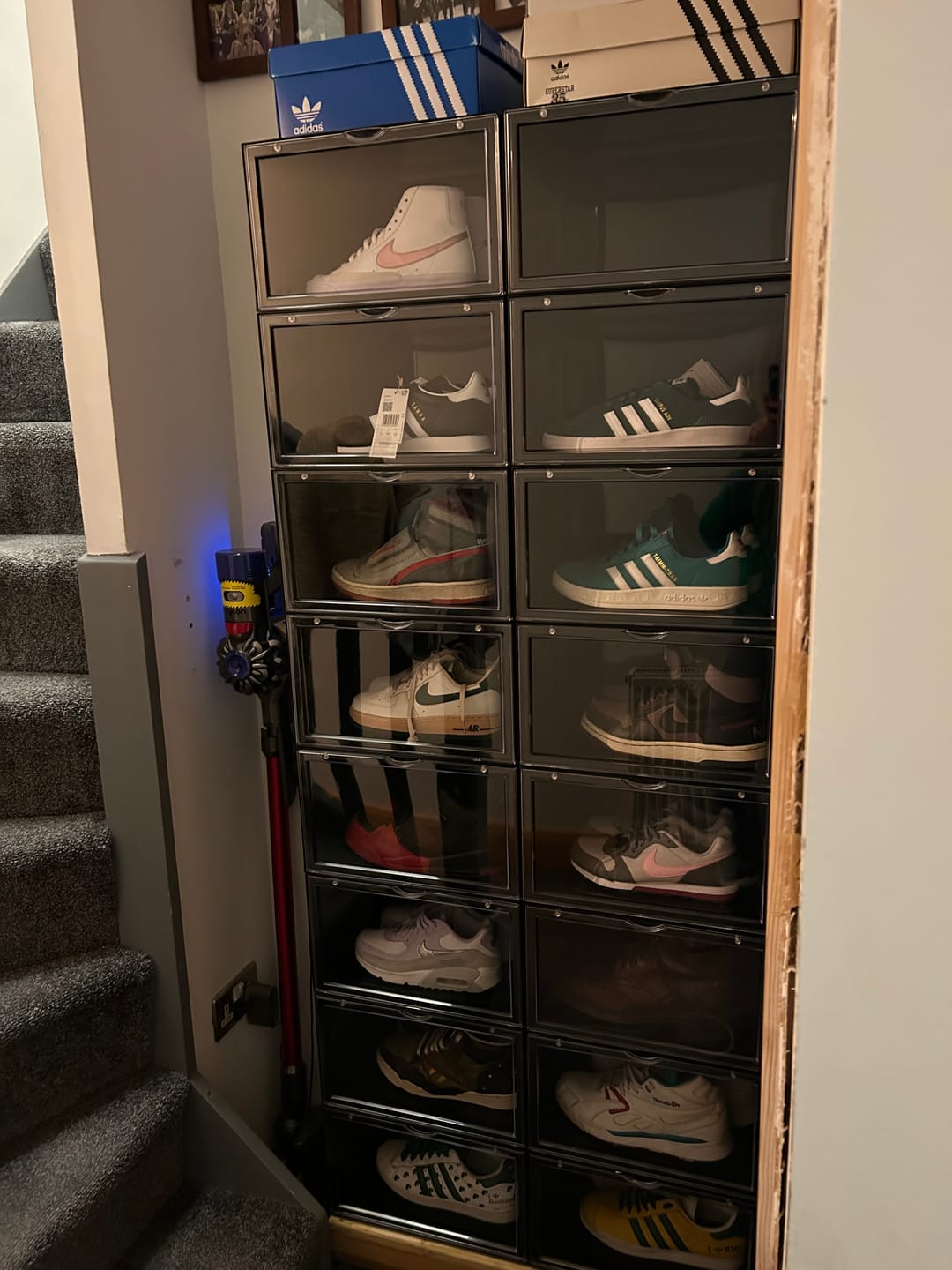 Customer photo review of STACK V1 Sneaker Display Crates - Black (2 Pack)