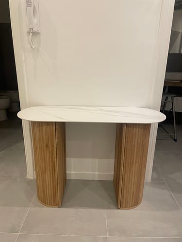 Customer photo review of PIREUS - Console en bois et plateau effet marbre