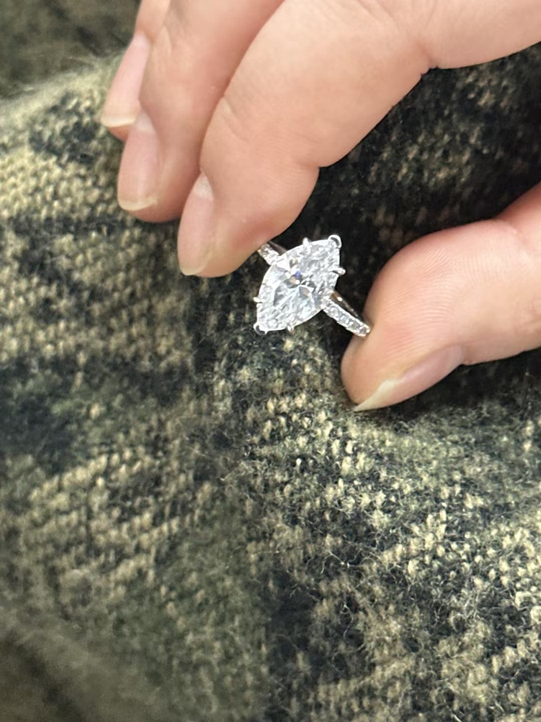 Customer photo review of 4.0Ct Marquise Cut Half Eternity Engagement Ring In Sterling Silver