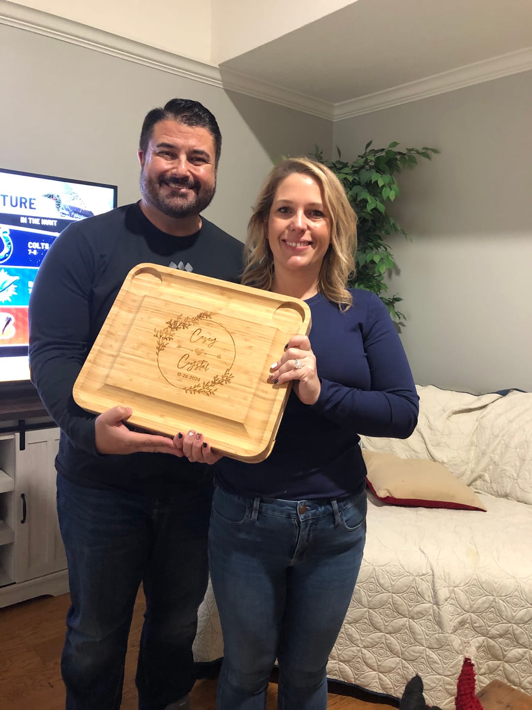 Customer photo review of Personalised Pull-Out Three-Drawer Cheese Board & Knife Tools Set with Fruit Tray