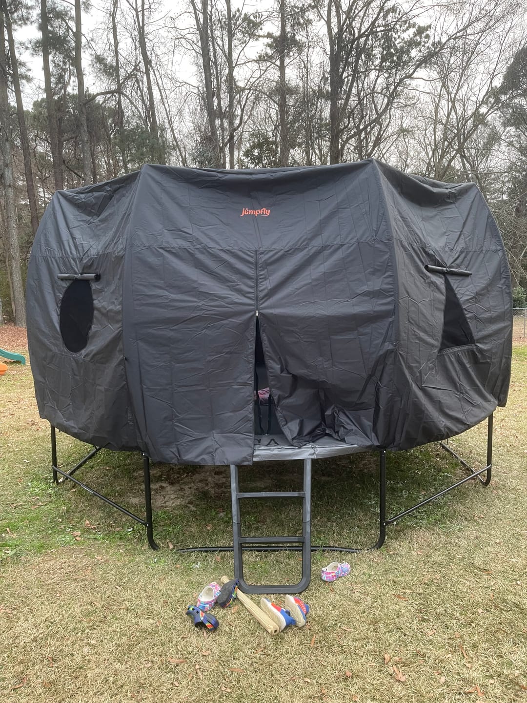 Customer photo review of Trampoline Tent for 14 FT Curved Pole Round Trampoline