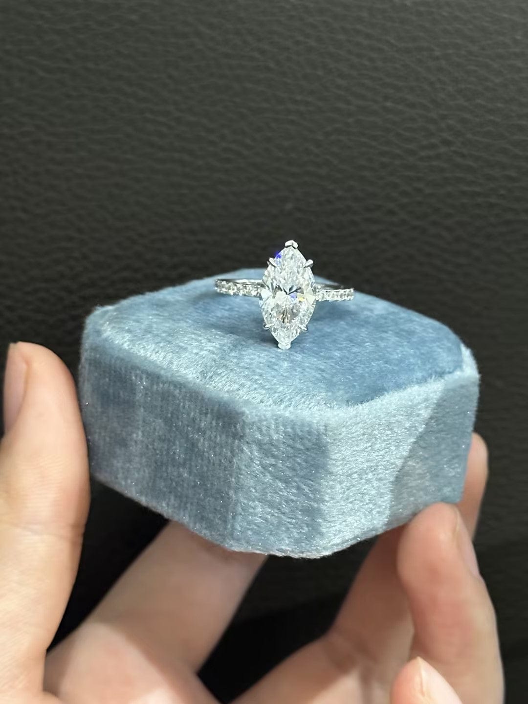Customer photo review of 4.0Ct Marquise Cut Half Eternity Engagement Ring In Sterling Silver