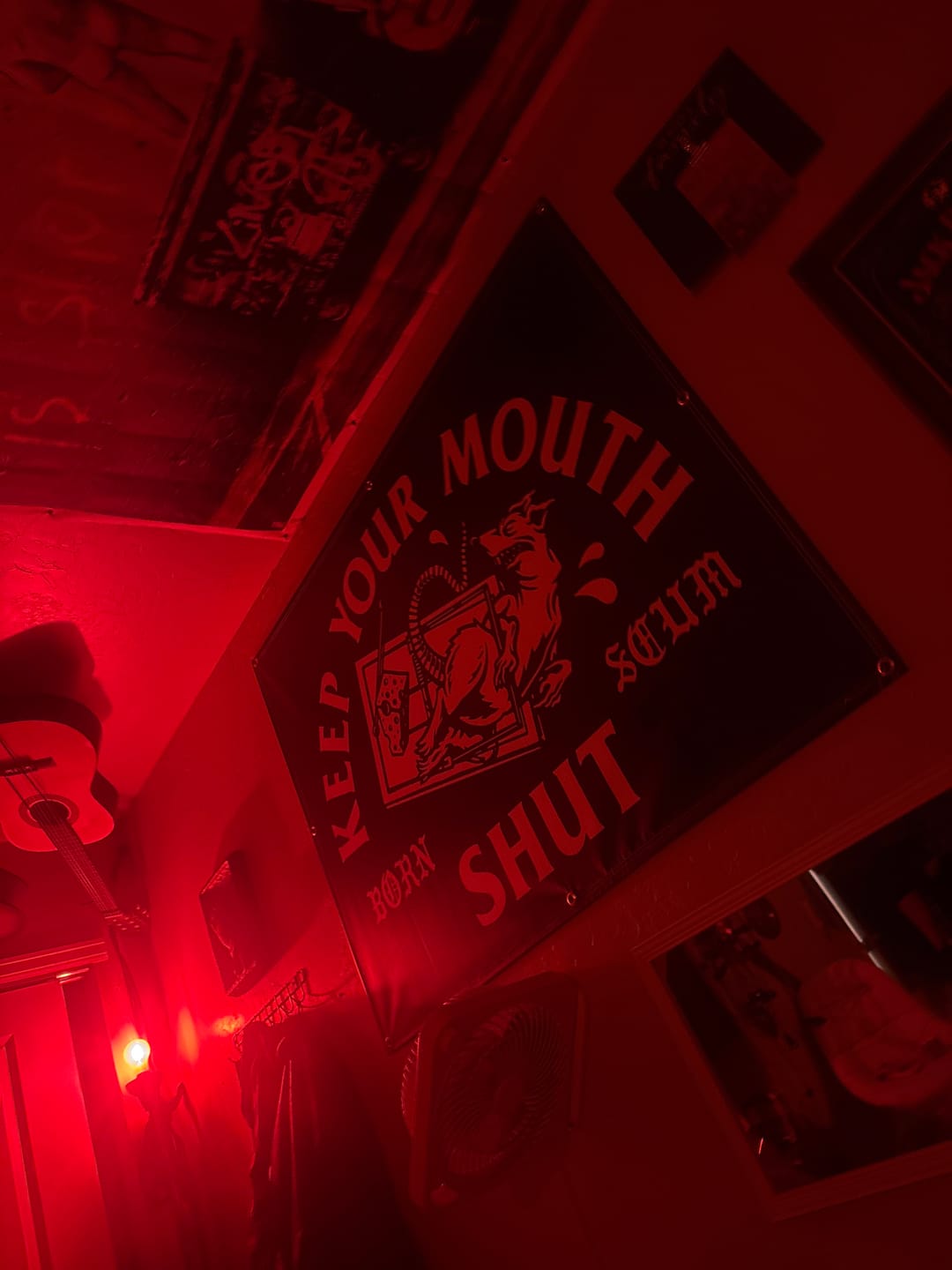 Customer photo review of KEEP YOUR MOUTH SHUT BANNER