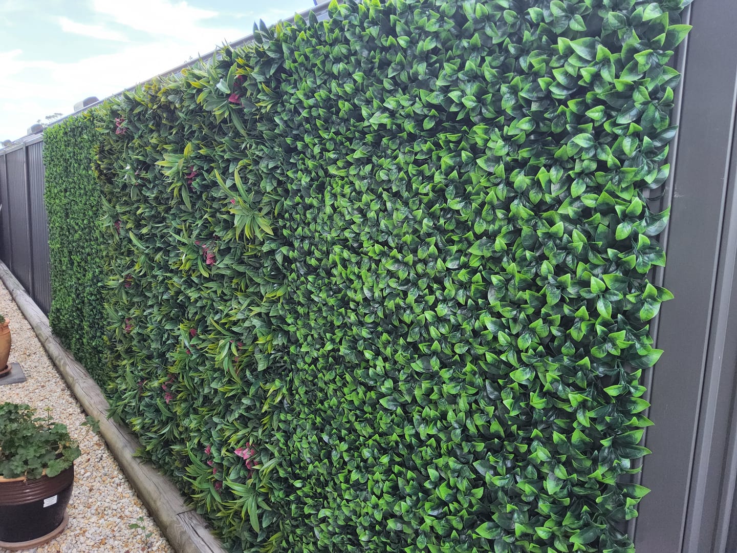 Customer photo review of Jasmine Artificial Hedge Screen / Green Wall Panel 100cm x 100cm UV Resistant