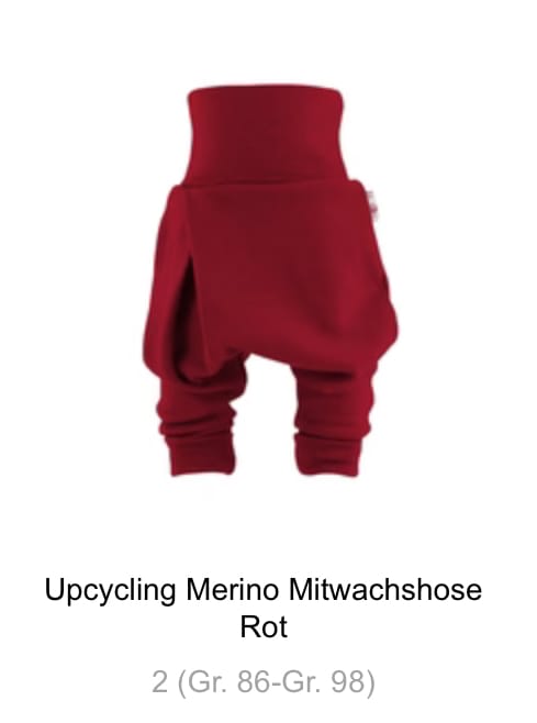 Customer photo review of Upcycling Merino Mitwachshose Rot
