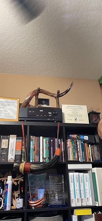 Customer photo review of Wood Stand For Kudu Shofar