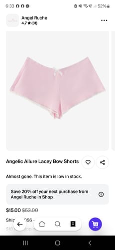 Customer photo review of Angelic Allure Lacey Bow Shorts