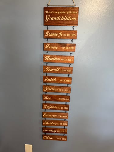 Customer photo review of Personalized Grandkids Hanging Sign (Engraved) Family Keepsake