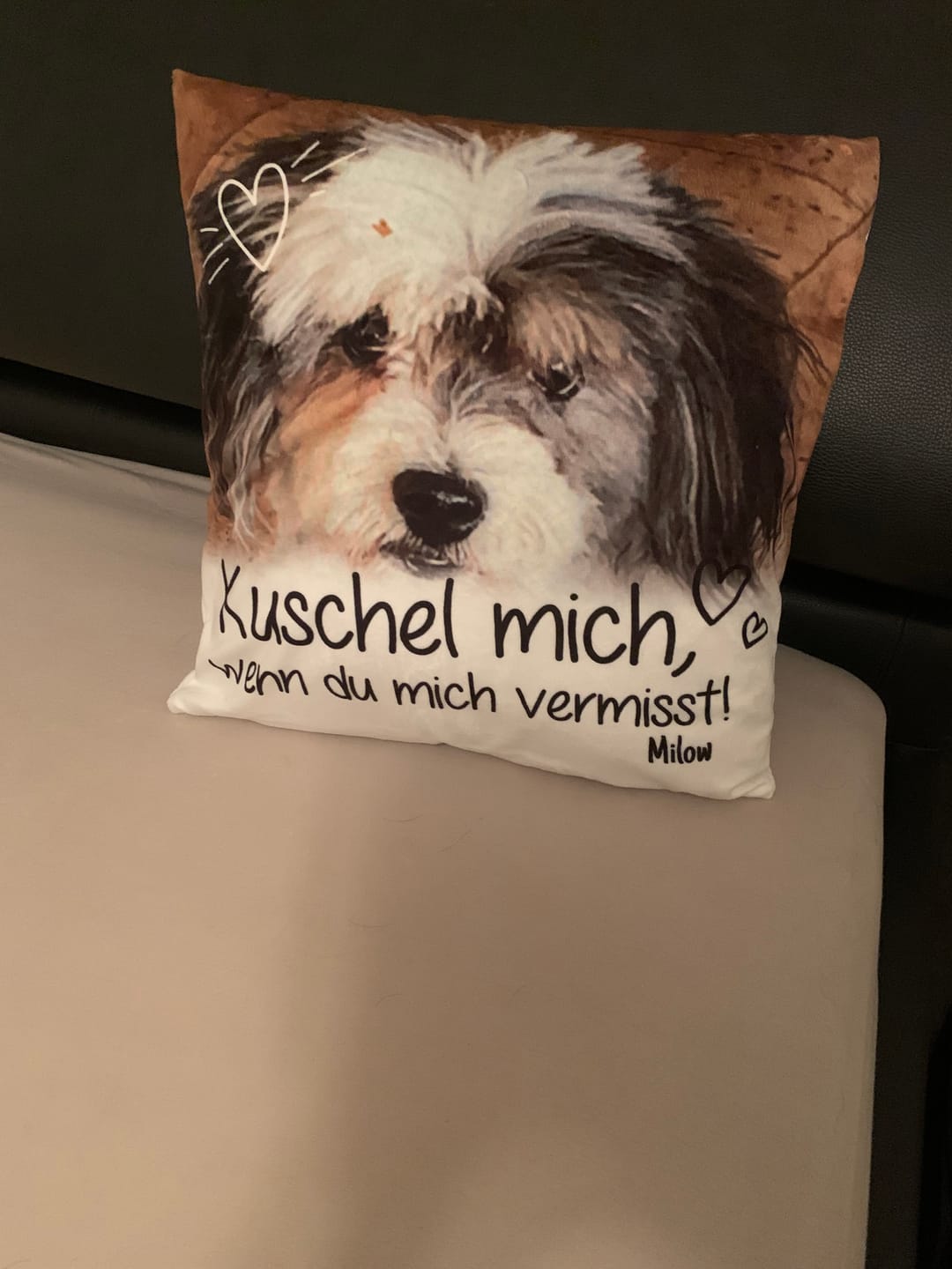 Customer photo review of Kuschel mich, wenn du mich vermisst - Individuelles Kissen