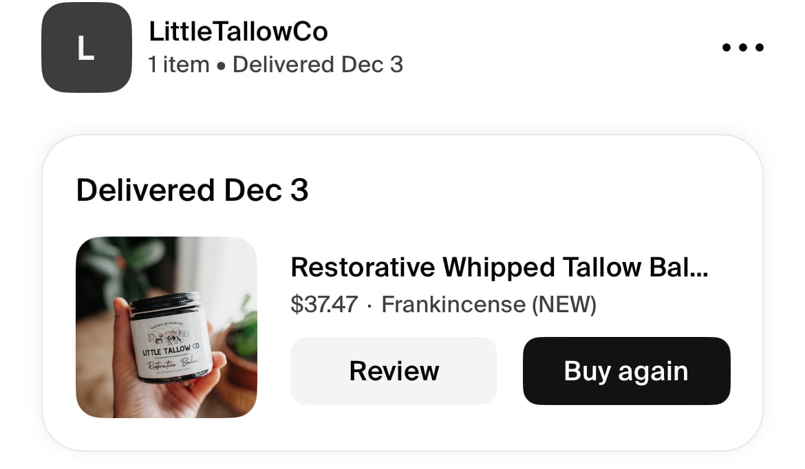 Customer photo review of Restorative Whipped Tallow Balm - 4oz Glass Jar