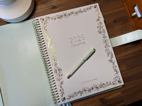 Customer photo review of 2025 Teacher Planner + Luxe Pen - Vintage Sage Ltd Edition