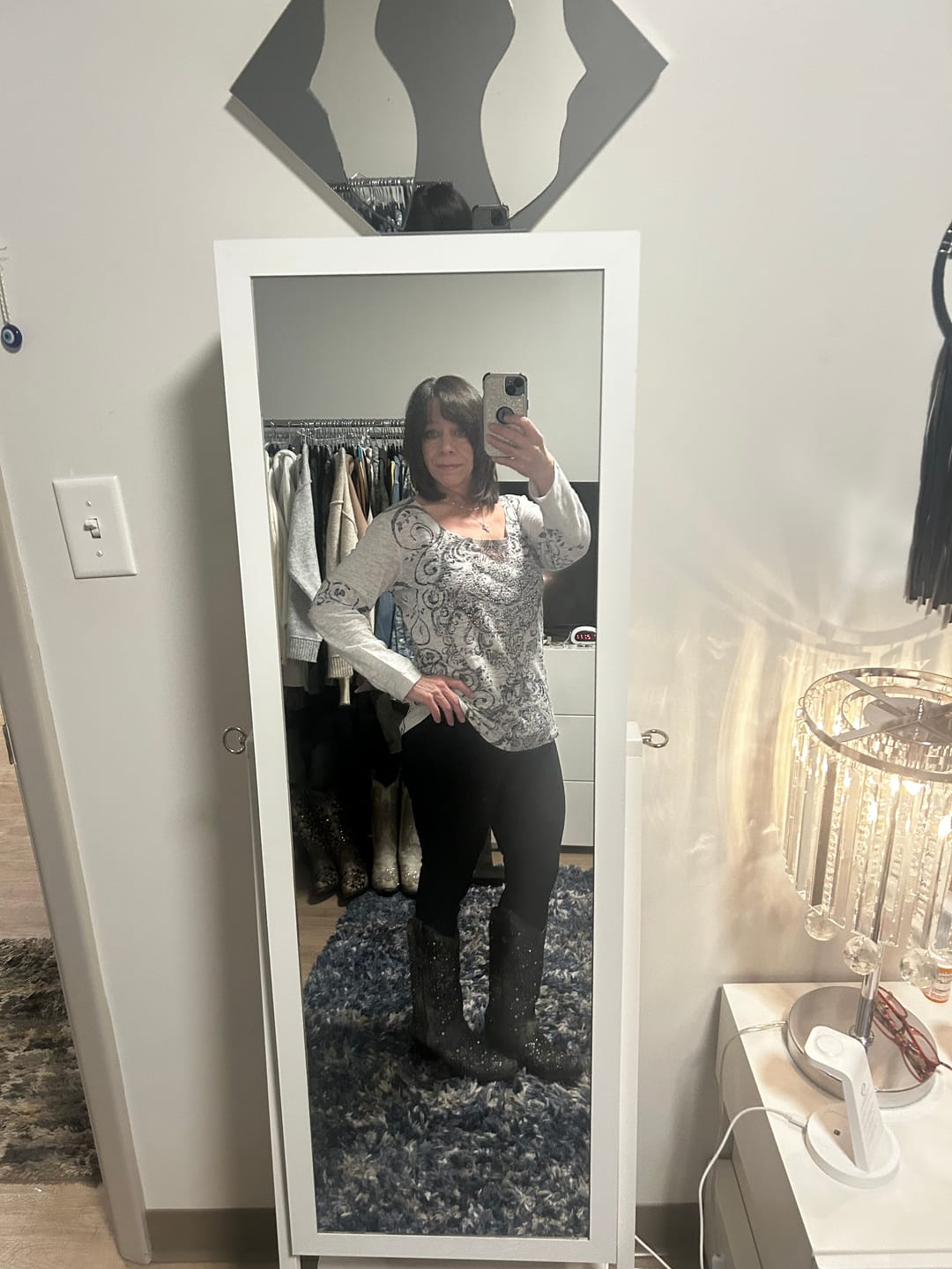 Customer photo review of Women's Glitter and Crystals Boots