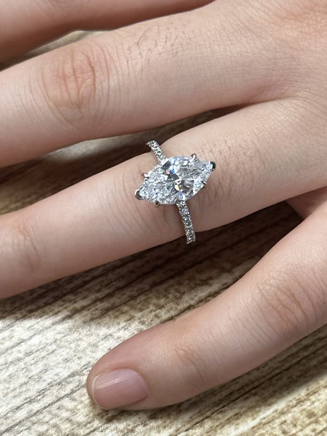 Customer photo review of 4.0Ct Marquise Cut Half Eternity Engagement Ring In Sterling Silver