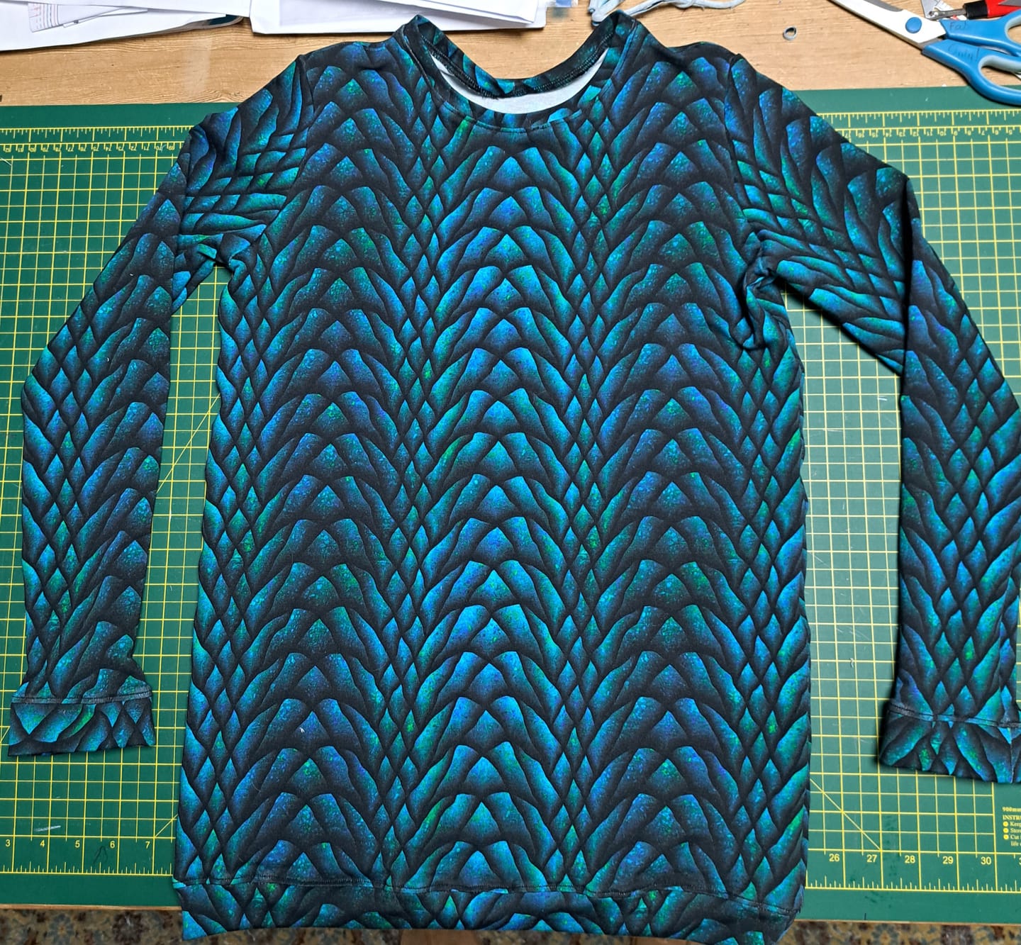 Customer photo review of Dragon Scales French Terry Fabric