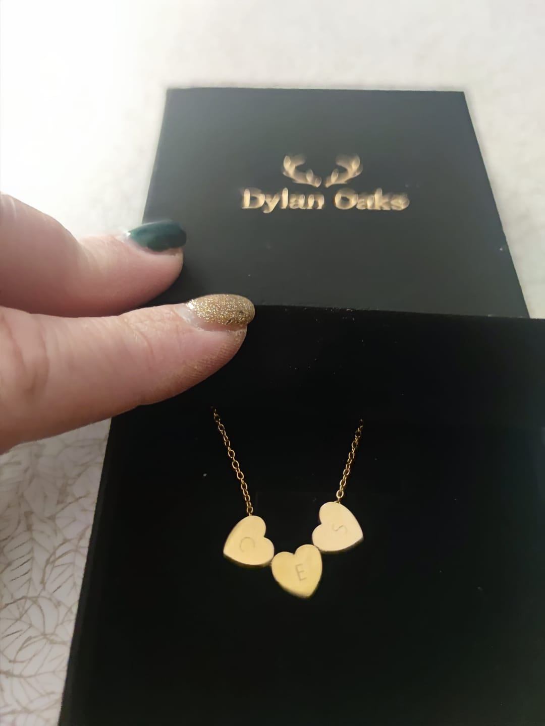 Customer photo review of Amo Heart Triple Bead Necklace in Gold