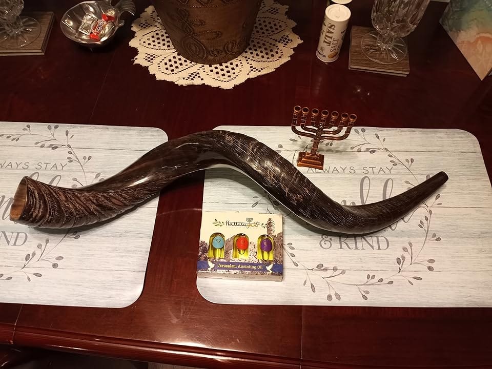 Customer photo review of Half Polished Kudu Shofar Plus Ram Horn, Guide & Brush