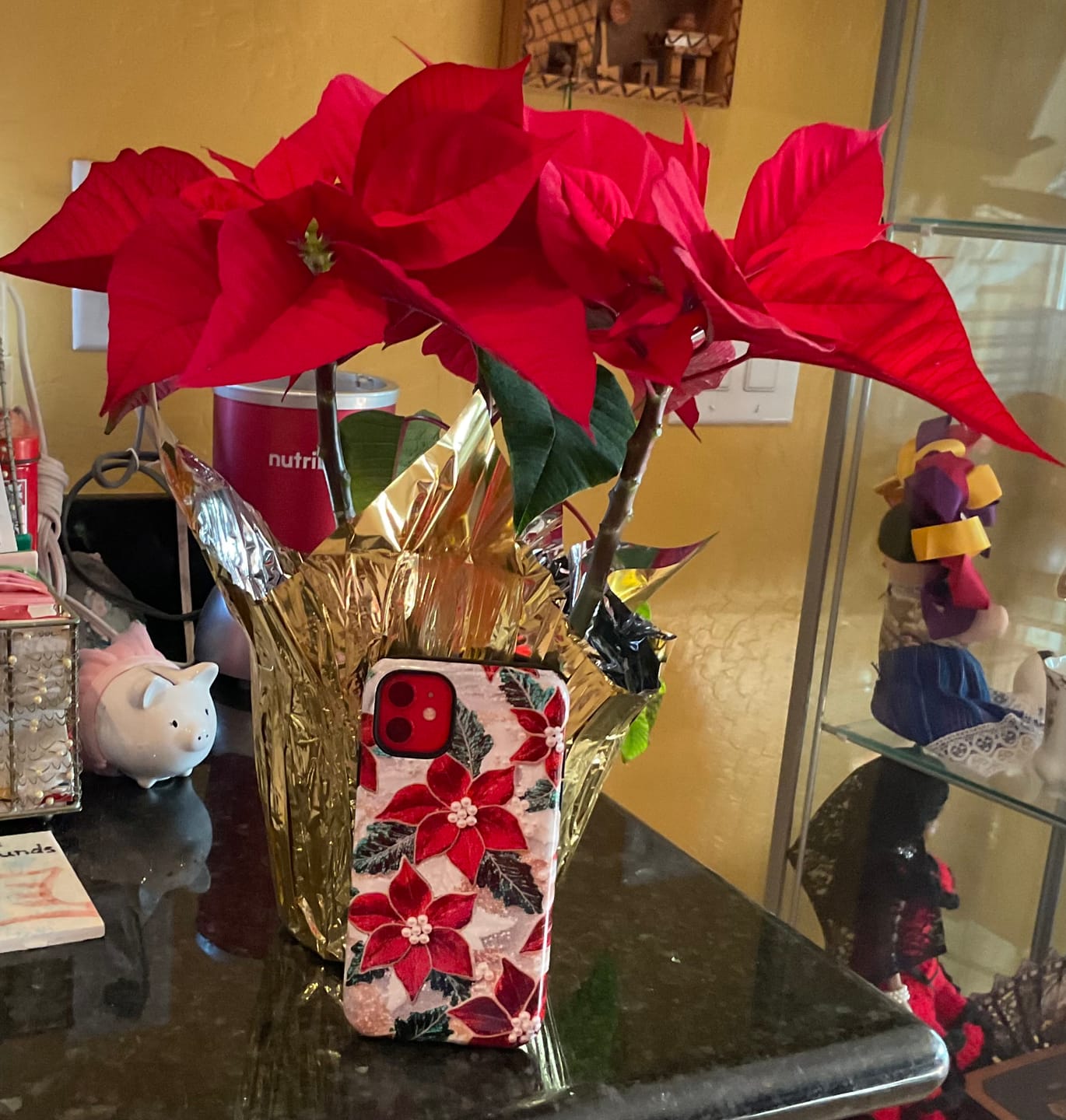Customer photo review of Christmas Poinsettia Flower Design iPhone Case
