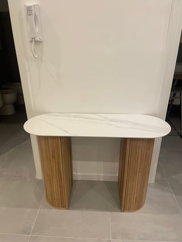Customer photo review of PIREUS - Console en bois et plateau effet marbre