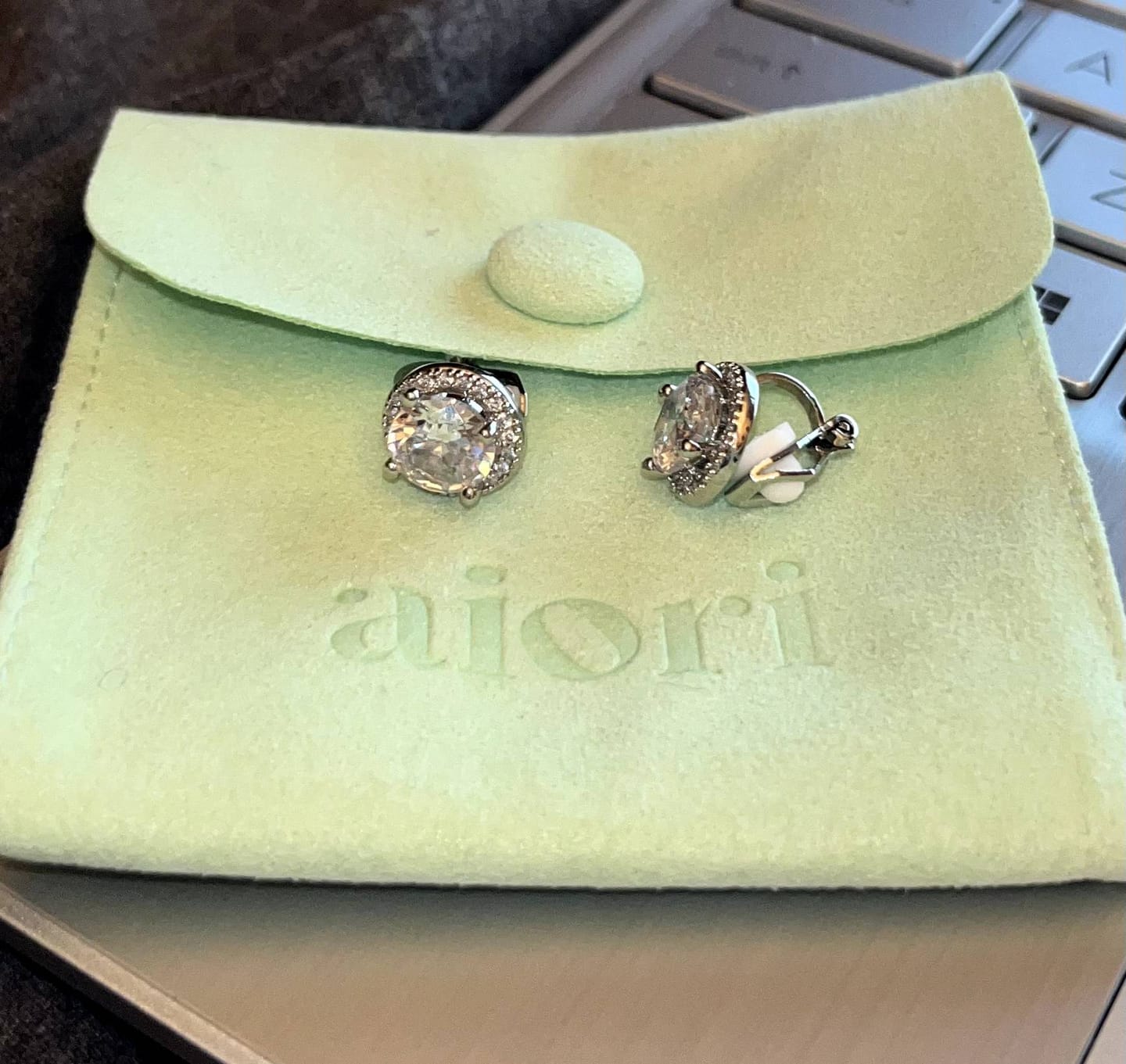 Customer photo review of Harper Stud Clip On Earrings in Silver