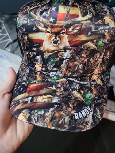 Customer photo review of Maxcorners Premium Florapunk S21 Deer Hunting Trucker Camouflage Pattern Multicolor Personalized Name 3D Cap
