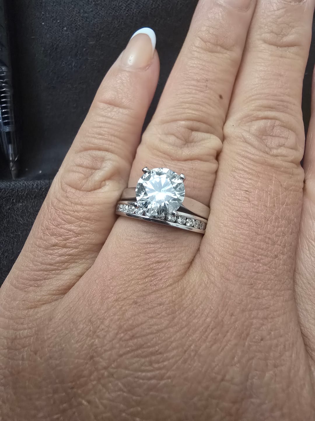 Customer photo review of Classic Solitaire Round Moissanite Four Prong Engagement Ring
