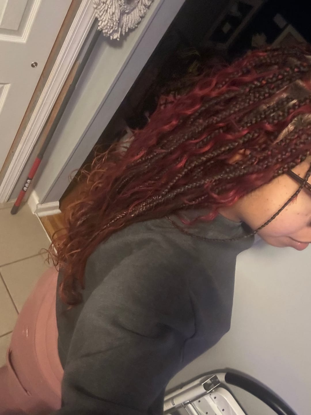 Customer photo review of #99J/Burgundy Mix Color Blend Loose Deep Wave Bulk Hair for Braiding