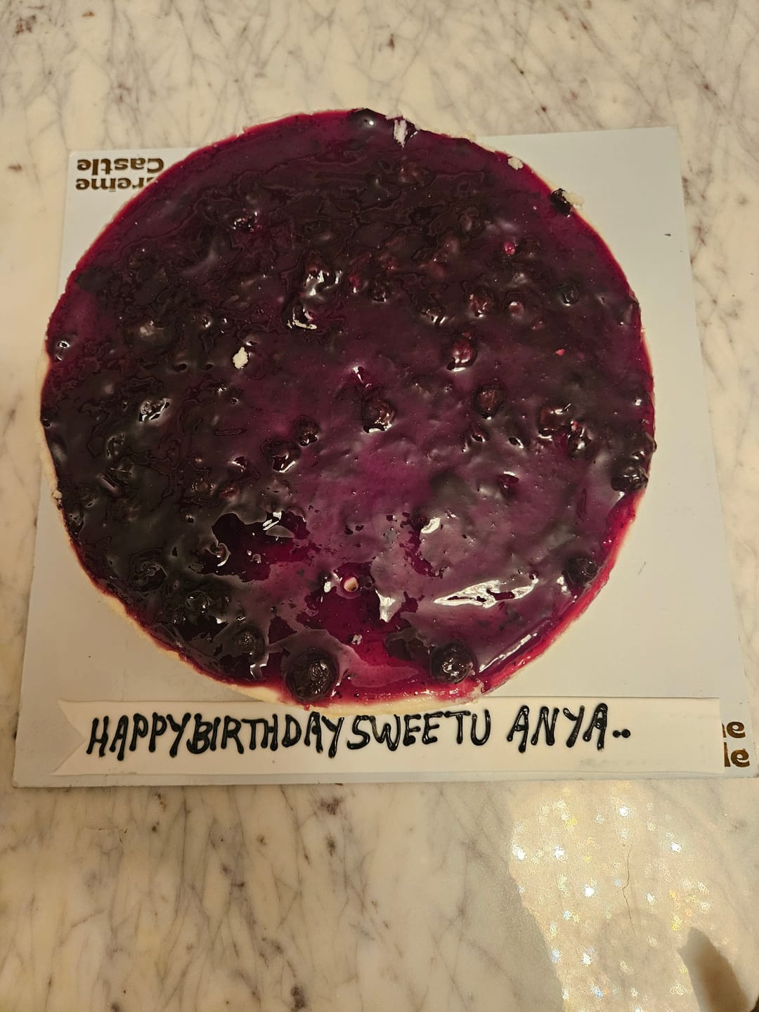 Customer photo review of Blueberry Baked Cheesecake