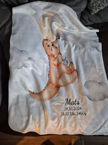 Customer photo review of Wolimbo DUO Babydecke mit Namen Dino mit Ballons 75x100cm