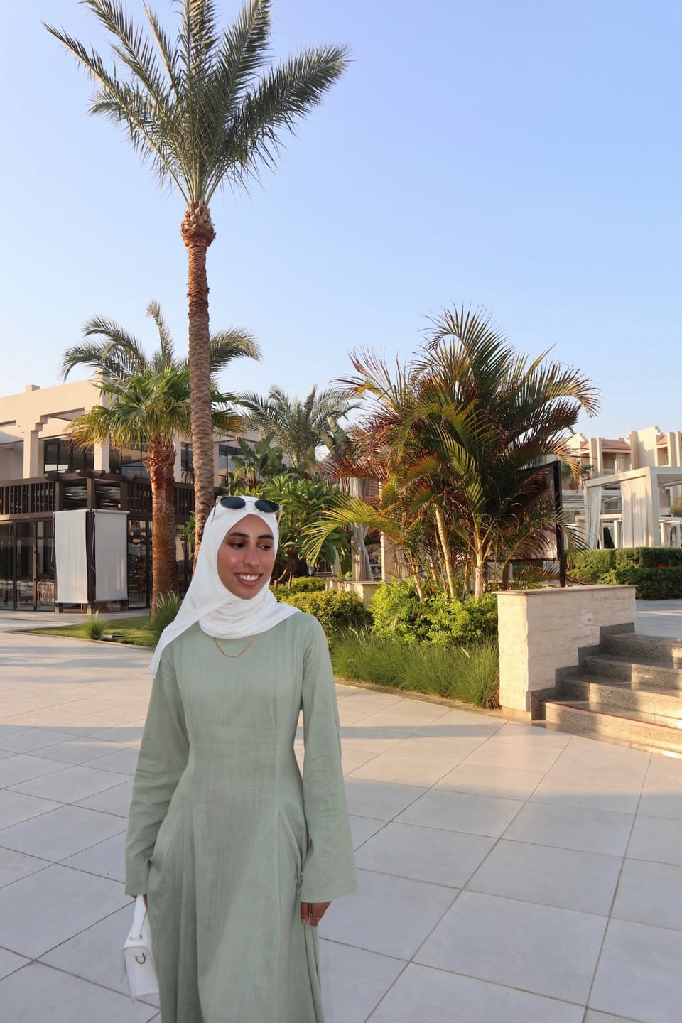 Customer photo review of Linen Lace-Up Dress in Sage