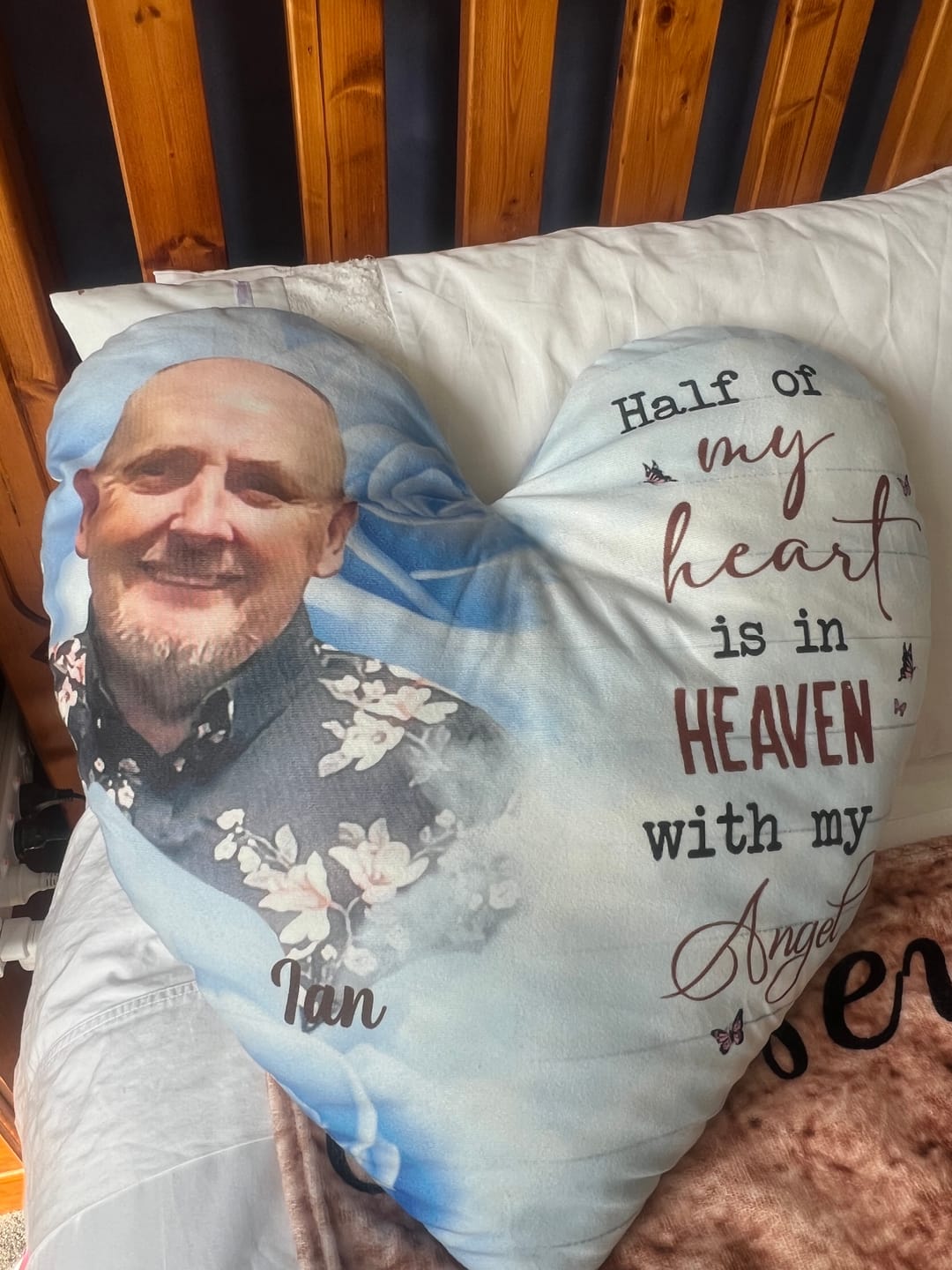 Customer photo review of Memorial Gift - When You Miss Me Have No Fear Hug This Pillow - Personalized Photo Pillow